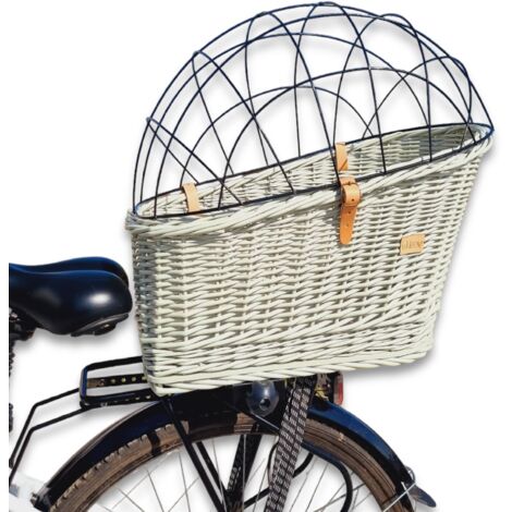 Panier de transport pour chien en osier olive.