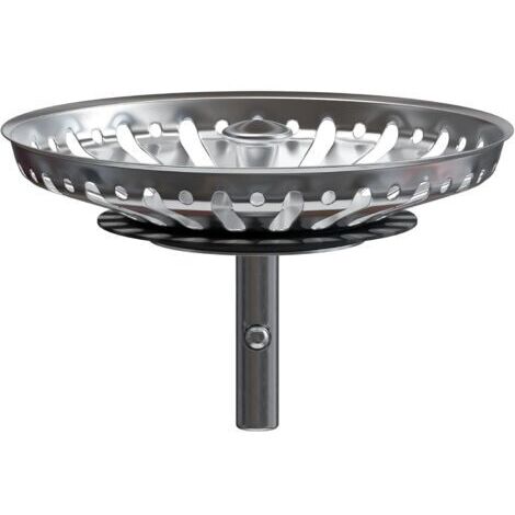 Panier de vidange d'évier de cuisine 84 mm - Crépine universelle en acier inoxydable, bouchon de panier escamotable, loquet 32 ​​mm - Compatible lave-vaisselle, anti-obstruction, anti-débordeme