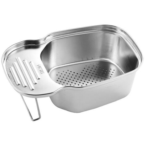 Panier de Vidange d'évier de Cuisine Passoire Support de Rangement D'évier en Acier Inoxydable Corbeille à Aliments Passoire D'angle