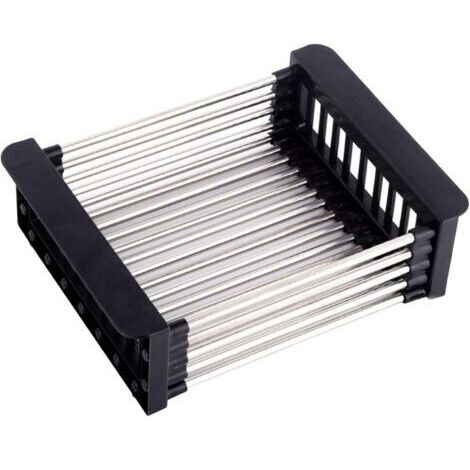 Panier de vidange, égouttoir pour évier, Égouttoir télescopique en Acier Inoxydable avec 1 vis, utilisé pour Laver la Vaisselle dans lévier de la Cuisine, égoutter Les Fruits et légumes (Noir, L)