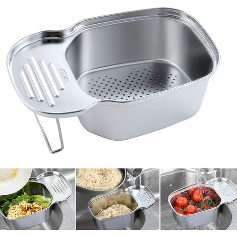 Panier de Vidange évier de Cuisine Support de Rangement évier en Acier Inoxydable Corbeille à Aliments angle Rectangulaire Multifonction pour Cuisine et Salle De Bain