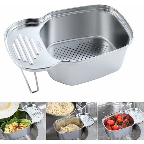 Panier de Vidange évier de Cuisine Support de Rangement évier en Acier Inoxydable Corbeille à Aliments angle Rectangulaire Multifonction pour Cuisine et Salle De Bain