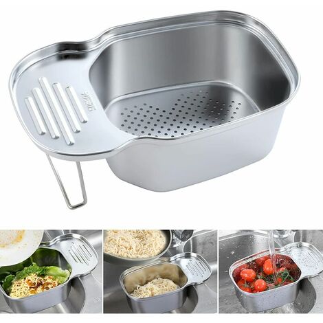 Panier de Vidange évier de Cuisine Support de Rangement évier en Acier Inoxydable Corbeille à Aliments angle Rectangulaire Multifonction pour Cuisine et Salle De Bain