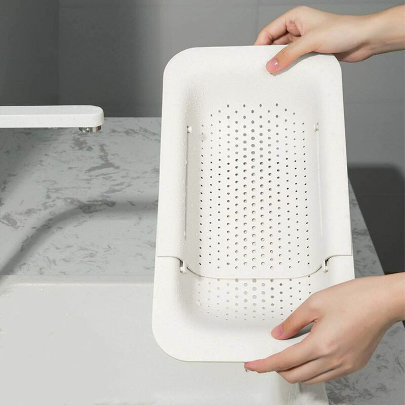 Panier de Vidange pour Cuisine, Support de Séchage d'Évier pour Stockage et Lavage des Vaisselle / Fruits / Légumes (blanc)