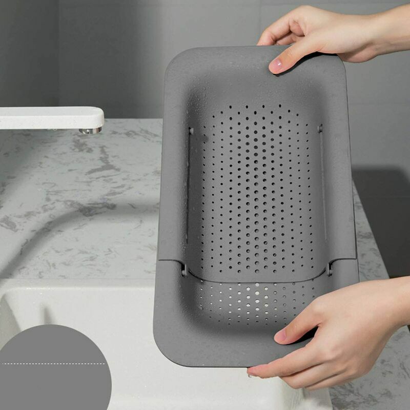 Flyme - Panier de Vidange pour Cuisine, Support de Séchage d'Évier pour Stockage et Lavage des Vaisselle / Fruits / Légumes (gris)