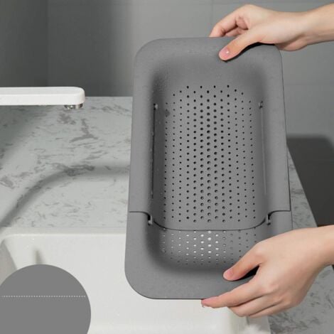 Panier de Vidange pour Cuisine, Support de Séchage d'Évier pour Stockage et Lavage des Vaisselle / Fruits / Légumes (gris)