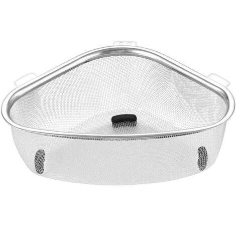 Panier d'égouttage en acier inoxydable pour évier domestique, filtre à déchets, panier à fruits triangulaire (suspendu, double usage)