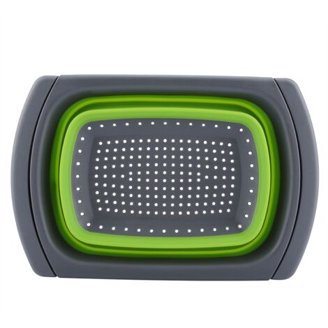 Panier d'égouttage pliable et rétractable en silicone durable et sûr (vert)