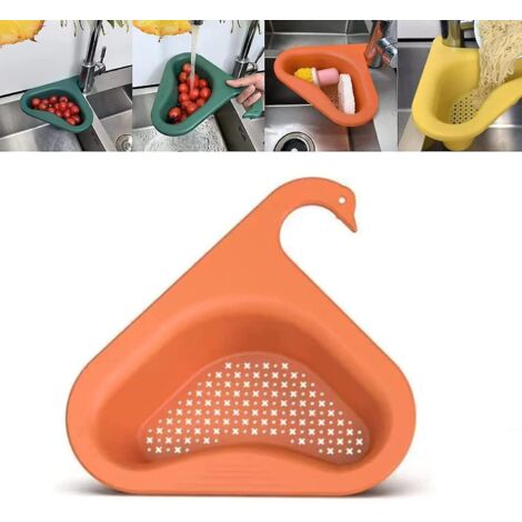 Panier d'égouttage triangulaire pour évier de cuisine, filtre multifonctionnel triangulaire orange SXQ