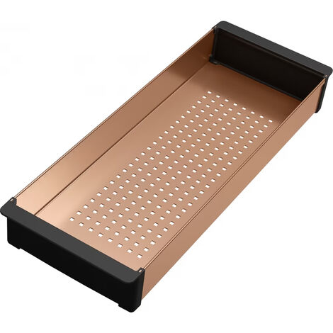 Panier égouttoir d'évier PVD inox 156,4 x 429 x 53,5 mm – Rainures fines pour drainage efficace – Compatible cuves inox Franke BMX