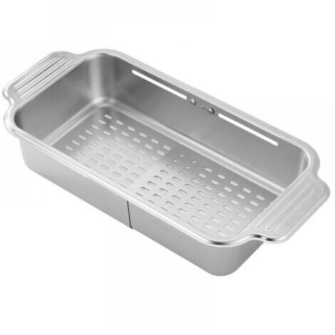 Panier égouttoir extensible en acier inoxydable pour évier de cuisine - pour laver les légumes et les fruits, égoutter les pâtes et sécher la vaisselle. Extensible (argenté).