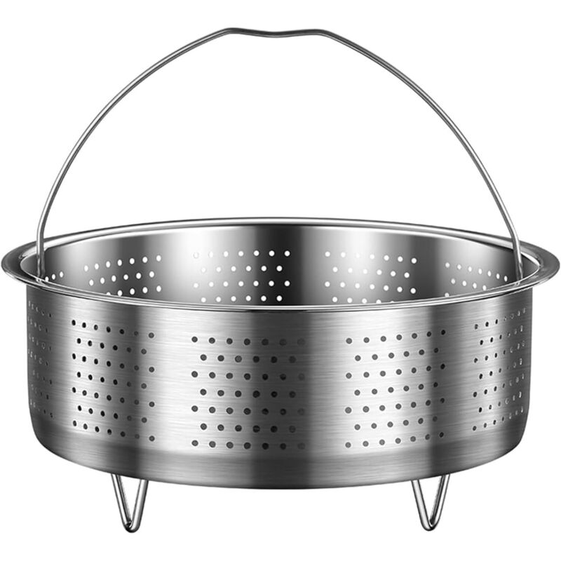 Panier en acier inoxydable avec poignée et support de pied, insert universel pour casserole avec trou uniforme, adapté pour cuiseur à riz, poêle à