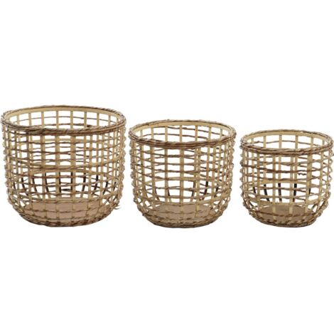 Panier en fibres de maïs pour déco naturelle et tendance - Marron naturel tressé