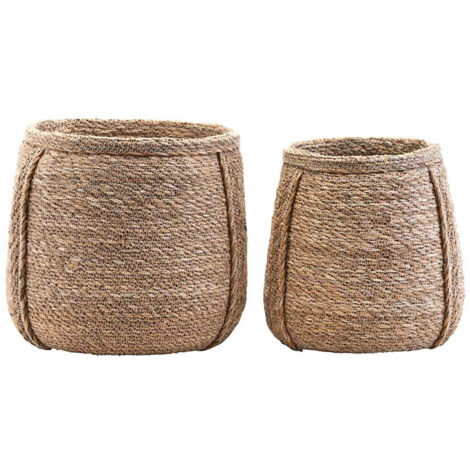 Panier en herbier naturel – Lot de 2 (1 S, 1 M) – Dimensions S: 25cm, M: 27cm – Style bohème chic pour intérieur – House Doctor