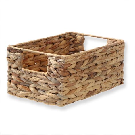 Panier en jacinthe d'eau avec armature métal – Hauteur 13 cm – Dimensions 28x19 cm – Rangement décoratif pour intérieur