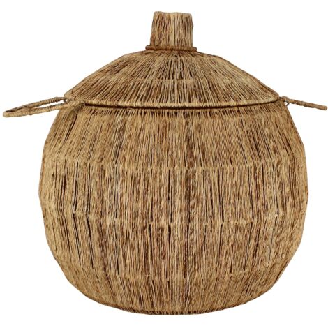 Panier en jute avec couvercle et poignées