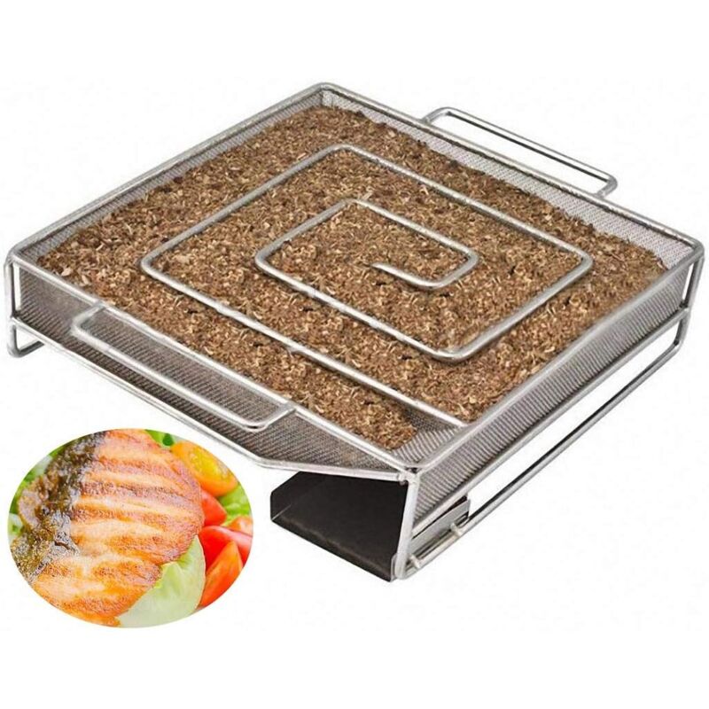 Panier en maille fumée en acier inoxydable, smokebox barbecue extérieur fumé plat, carré