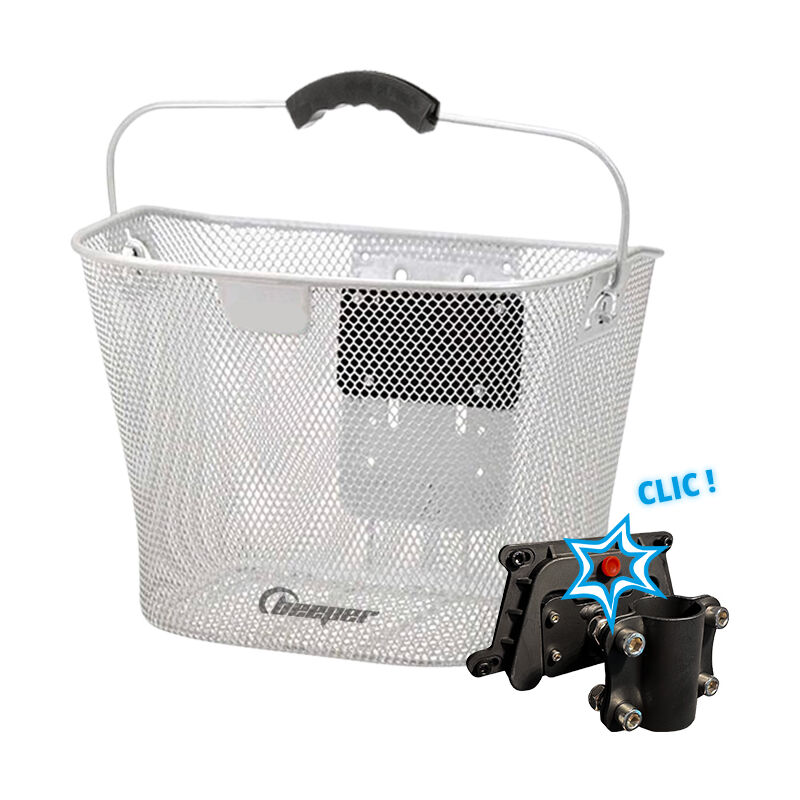 Panier en métal blanc pour vélos & trottinettes Support de fixation - Support de fixation mât pour trottinette