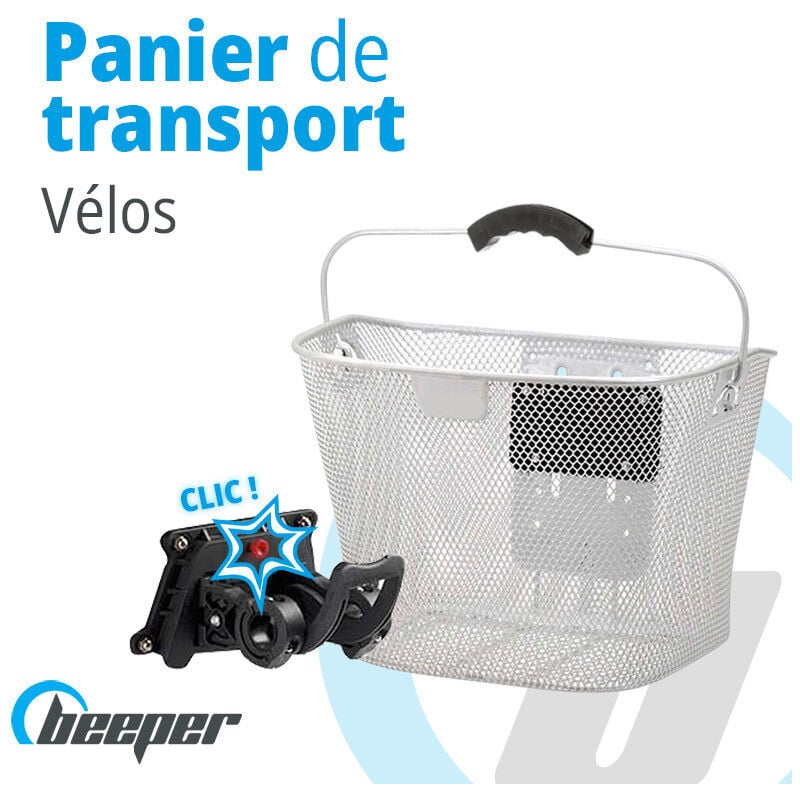 Panier en métal blanc pour vélos & trottinettes Support de fixation - Support de fixation guidon pour vélos