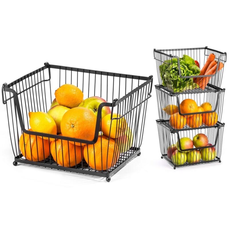 Northix - Panier en metal noir rangez les fruits et legumes de maniere pratique