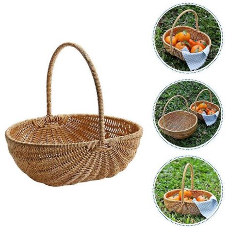 Panier en osier avec anse, panier de demoiselle d'honneur pour mariage ou pique-nique (voir photo)