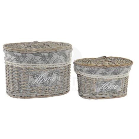 PANIER EN OSIER AVEC COUVERCLE SET-2 - 37X28X25CM