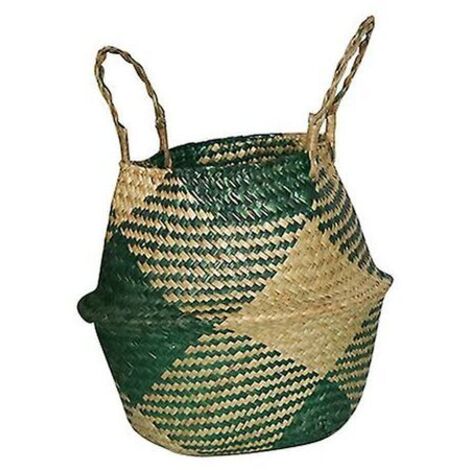 Panier en osier de jonc de mer fait à la main rotin pliable suspendu Pot de fleur jardin Vase à fleurs panier suspendu 1 pièces