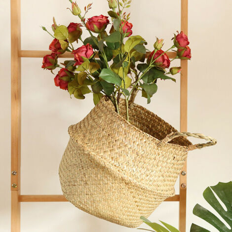 Panier en osier en jonc de mer Panier en osier Pot de fleur Panier pliant Panier sale BG,