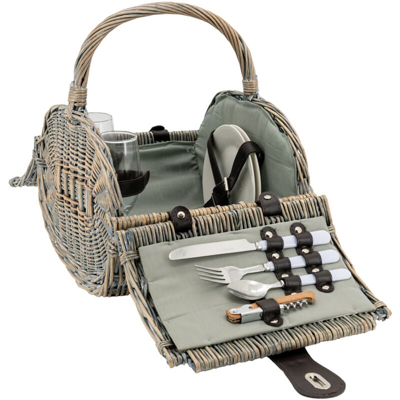 Panier pique-nique 2 personnes osier gris