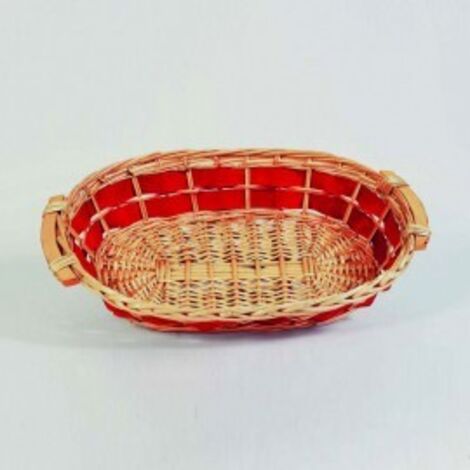 Panier en osier ovale avec anses Rouge Naturel 56x39x h14 cm