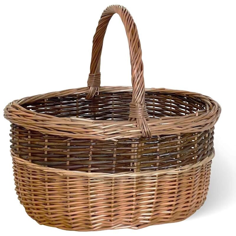 Panier en osier ovale bicolore avec anse Sara 43,5 x 36 h 25
