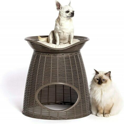 Panier en osier pour animaux - 52 x 50 x 46 cm - Taupe - Livraison gratuite