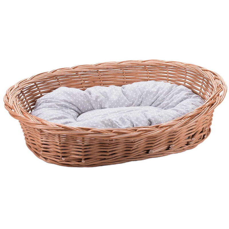 Panier en osier pour chiens, chats et autres animaux, moelleux, transat, panier avec oreiller, 6, k61 - pois blancs sur gris
