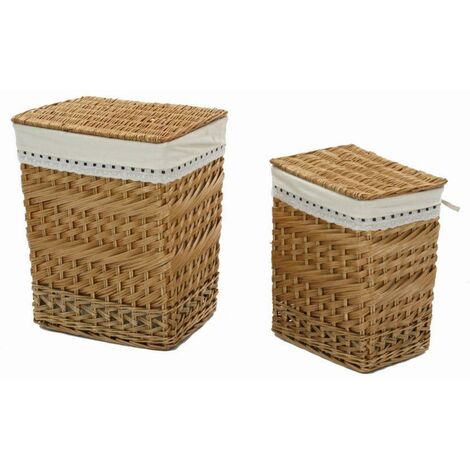 Panier en osier rectangulaire 1-2 doublure avec dentelle 46x33x56cm