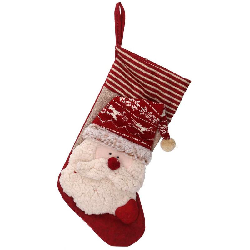 Chaussette en tissu Père Noël cm46x25x2