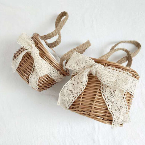 Panier en Osier Tressé Main pour Enfants Petit Sac de Rangement