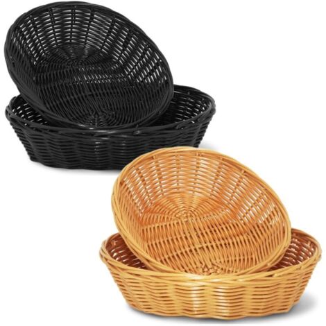 Panier En Osier Tressé Ronde Pour Aliments Fruits Et Légumes Corbeille À Pain Marron Noir 4 Pièces