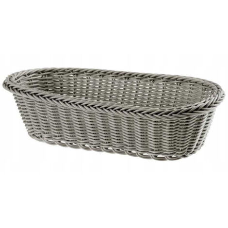 Panier en plastique tressé oblong gris imitation osier