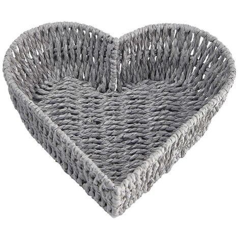 Panier en rotin en forme de cœur, tressé à la main, panier de rangement