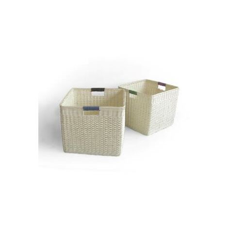 Panier en rotin naturel 1-2 avec poignées carrées cm35xh30x35