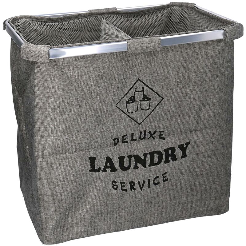 Panier en tissu gris double pliant 54x34.5h50.5 cm
