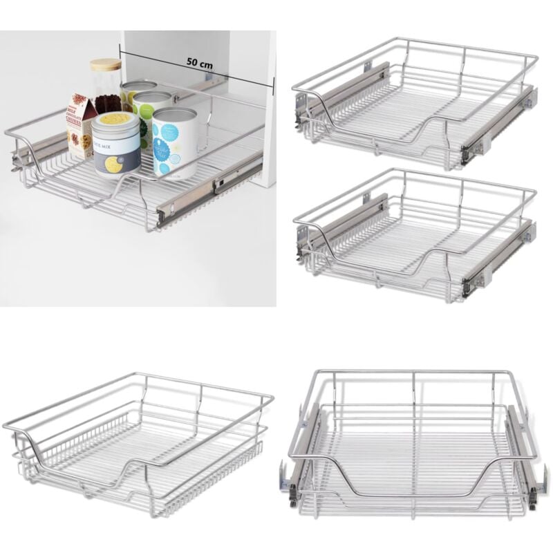 Panier en treillis métallique 2 pcs 500 mm Argenté - panier en treillis - paniers en treillis - Home & Living - Argent