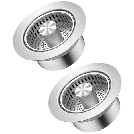 Panier filtre d'évier en acier inoxydable, récupérateur de débris alimentaires, lot de 2, compatible avec les bondes d'évier de 71 à 85 mm.