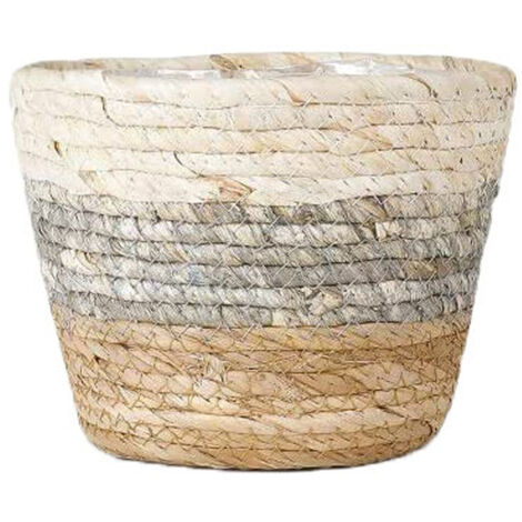 Panier Fleur En Osier Vases Tressés Rush 10x12cm Gris 100g 1 Pièce Maison Bureau Cadeau Durable Écologique