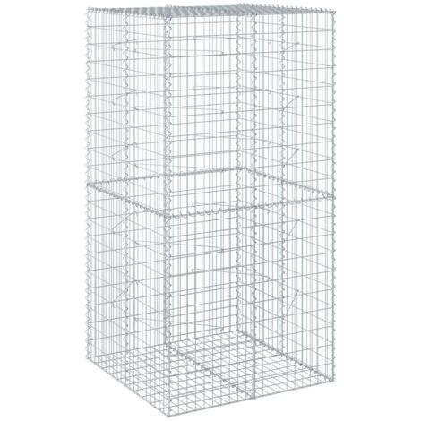 Panier gabion avec couvercle 100x100x200 cm fer galvanisé CFW669389