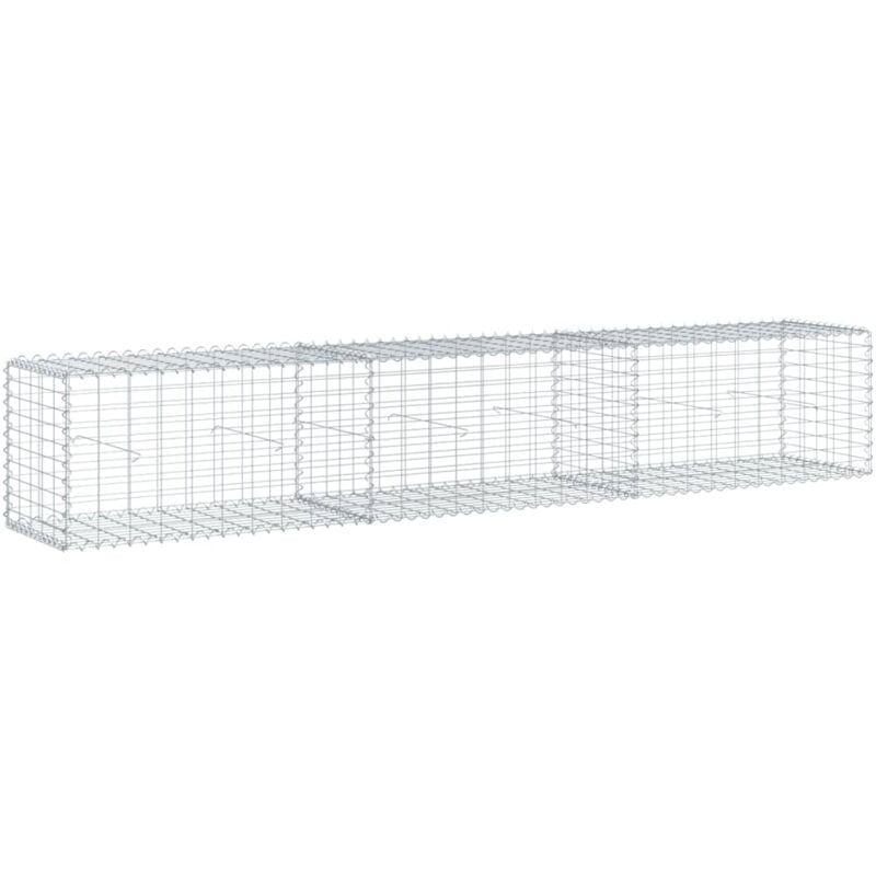 Panier gabion clôture cage mur de soutènement avec couvercle 300 x 50 x 50 cm fer galvanisé Argent