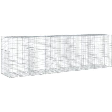 Panier gabion clôture cage mur de soutènement avec couvercle 500 x 100 x 150 cm fer galvanisé Argent