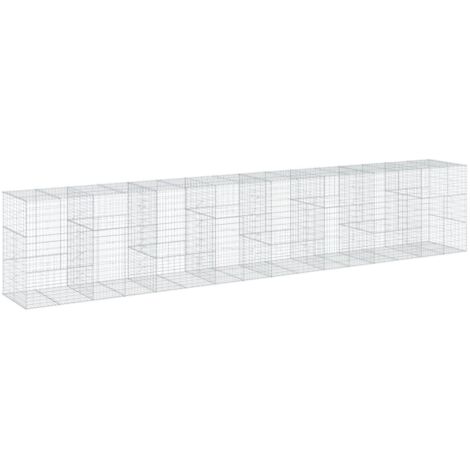 Panier gabion clôture cage mur de soutènement avec couvercle 800 x 100 x 150 cm fer galvanisé Argent