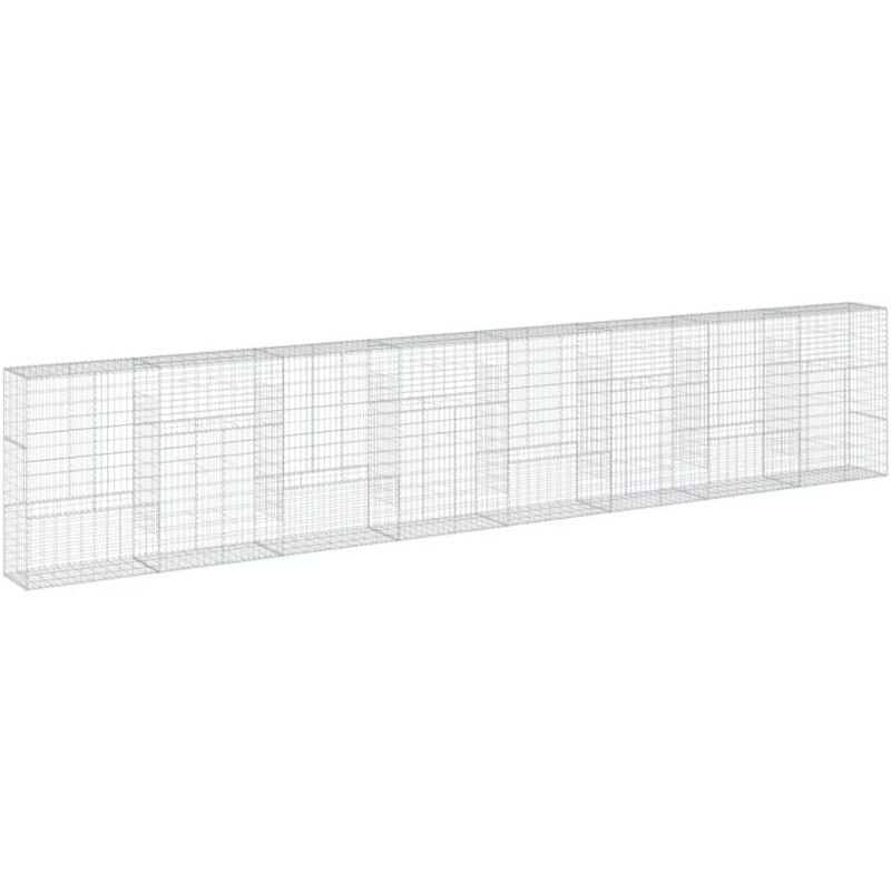 Panier gabion clôture cage mur de soutènement avec couvercle 800 x 50 x 150 cm fer galvanisé Argent