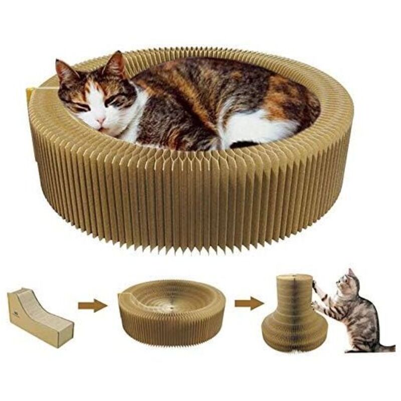 Panier Griffoir pour Chat 50 CM en Carton Haute densité Pliable et Portable Parfait pour Votre canapé et Le Confort, Le Bien-être, Les Griffes de